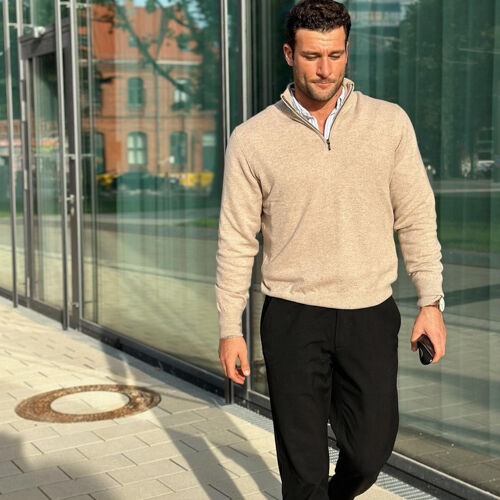 Men's cashmere half-zip sweater